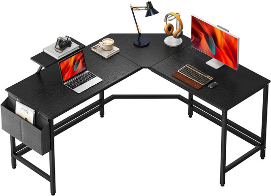 L-Shaped Computer Desk 59 Inches X 47.2 Inches, Composite Wood and Metal, Home Office PC Laptop Study Workstation Corner Table with CPU Stand, CZYF-LD-1