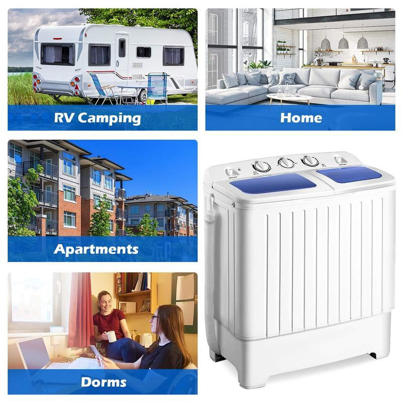 Costway Compact Twin-Tub Portable Washing Machine with Timer & Built-In Pump – Ideal for RVs, Apartments, and Dorms